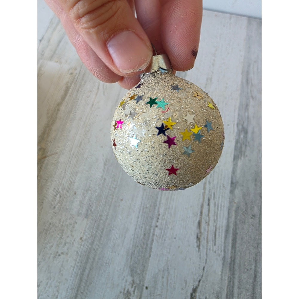 Vintage franke star ball confetti Mica ornament Xmas tree